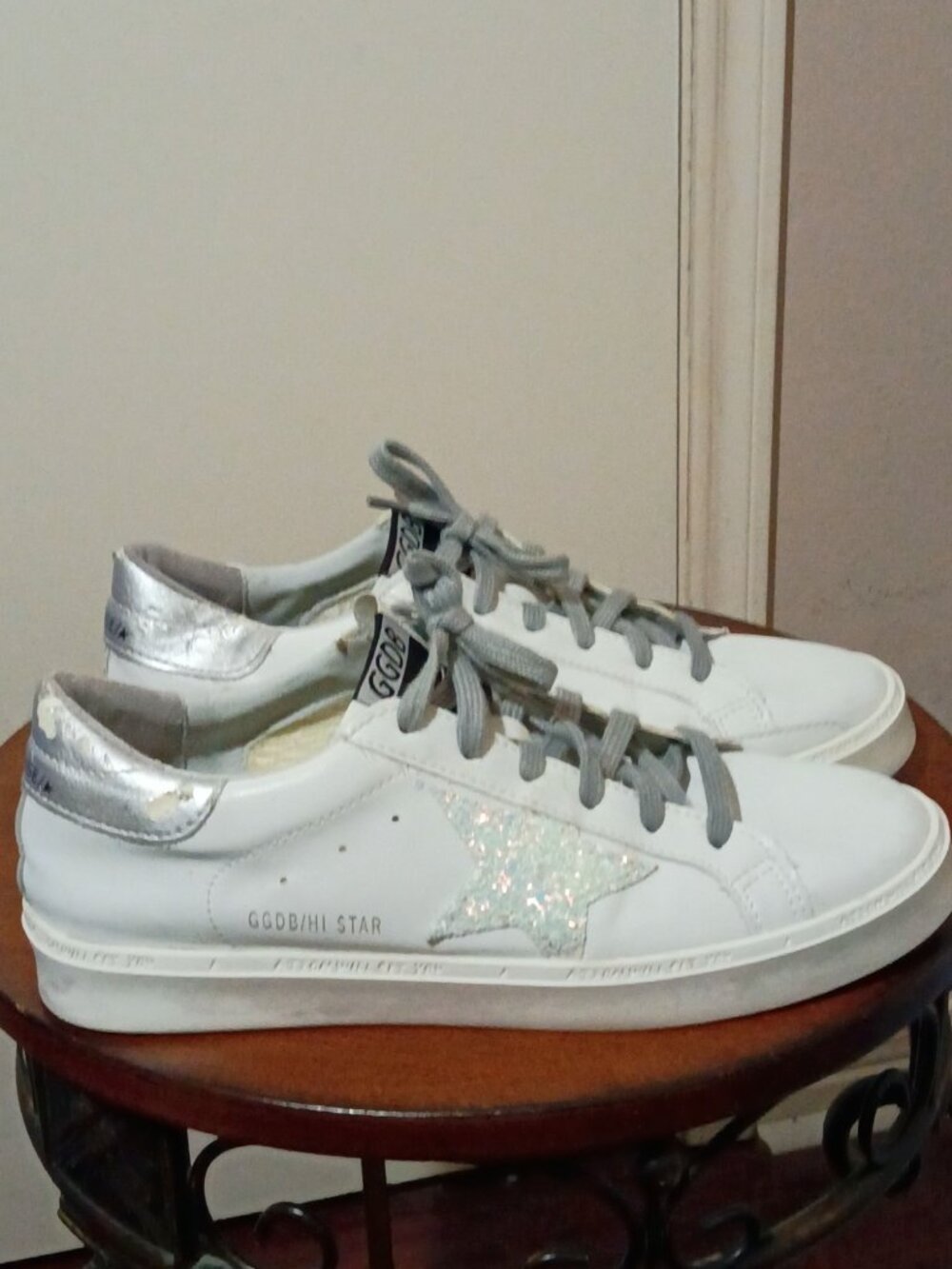 Golden Goose Hi Star Shoes White Leather Sneakers GGDB Women’s Size 11 44EU